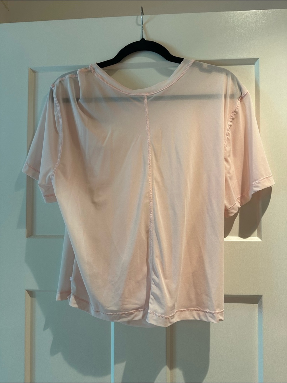 Lulu sheer crop top - Draped Back Short Sleeve Top - Light Pink - Picture 3 of 3
